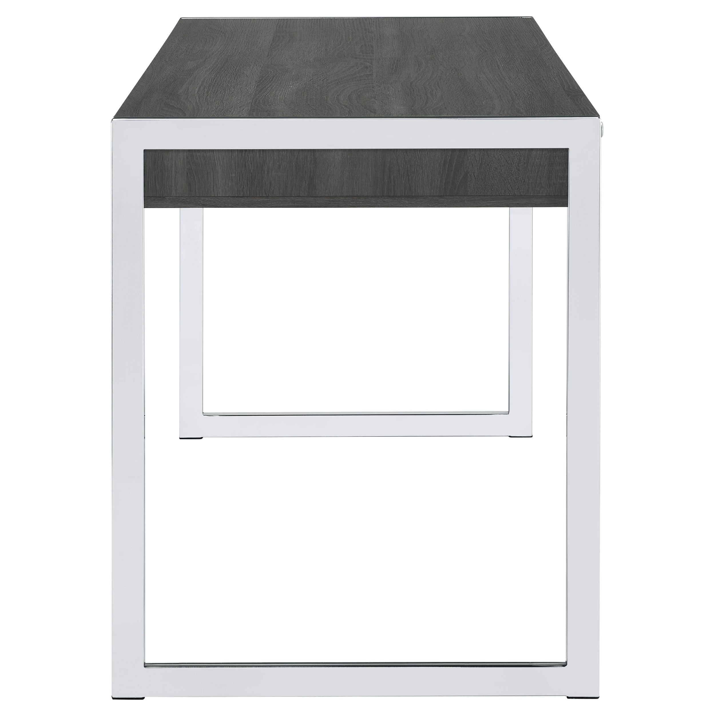 Wallice 2-drawer Writing Desk Weathered Grey and Chrome