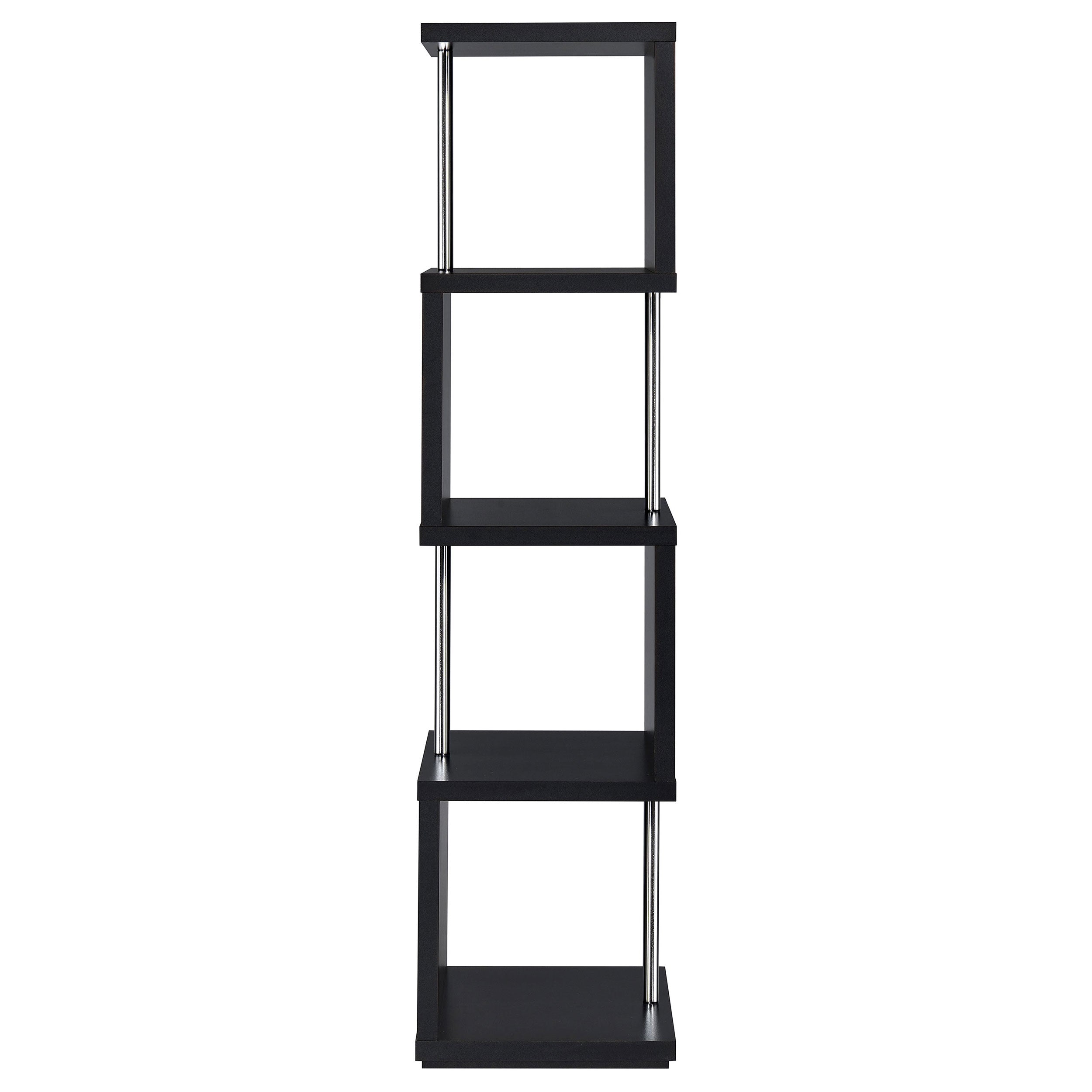 Baxter 4-shelf Bookcase Black and Chrome