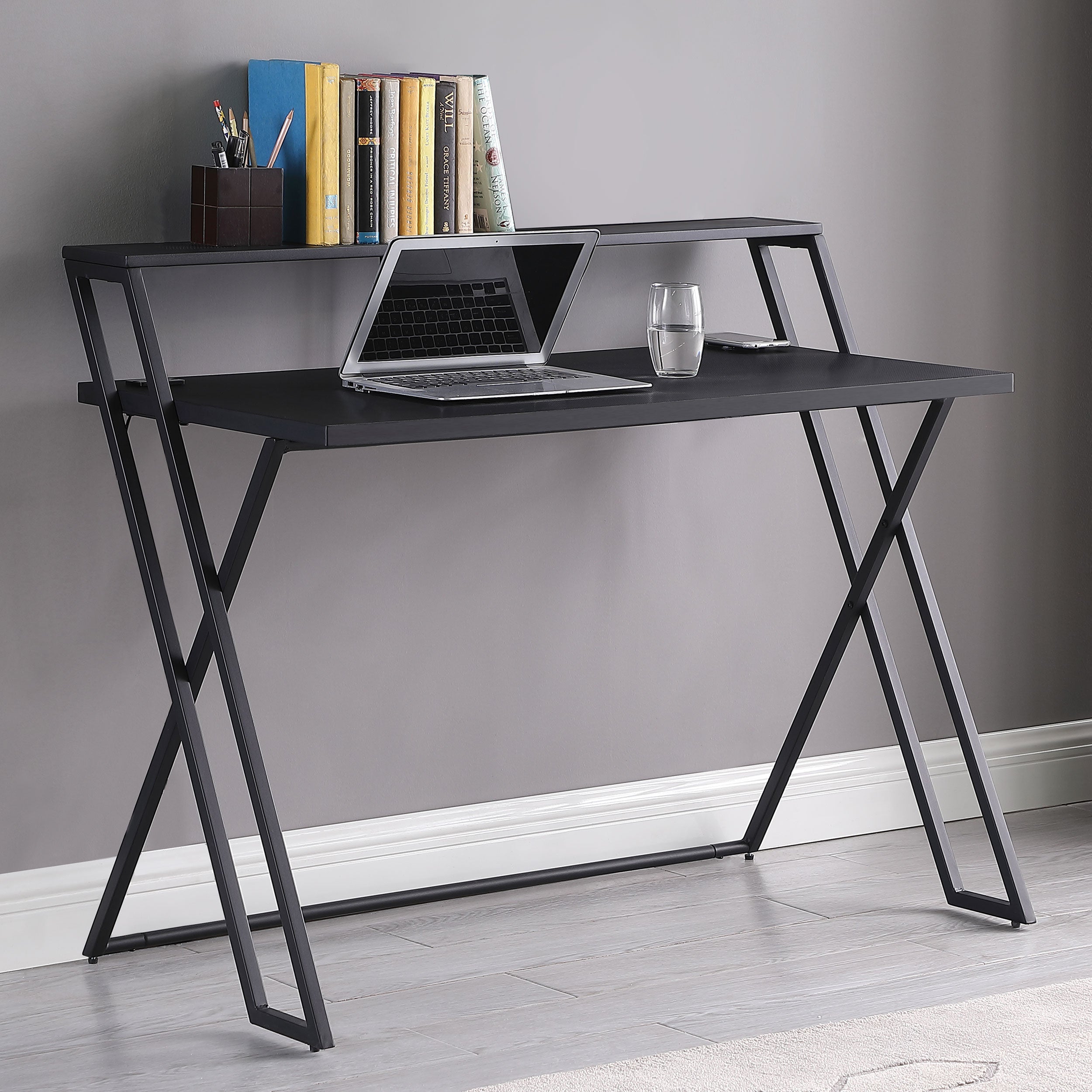 Xavier Writing Desk with USB Ports Black