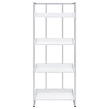 Ember 4-shelf Bookcase White High Gloss and Chrome