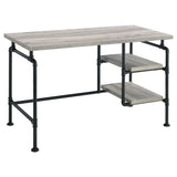 Delray 2-tier Open Shelving Writing Desk Grey Driftwood and Black