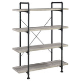 Delray 4-tier Open Shelving Bookcase Grey Driftwood and Black