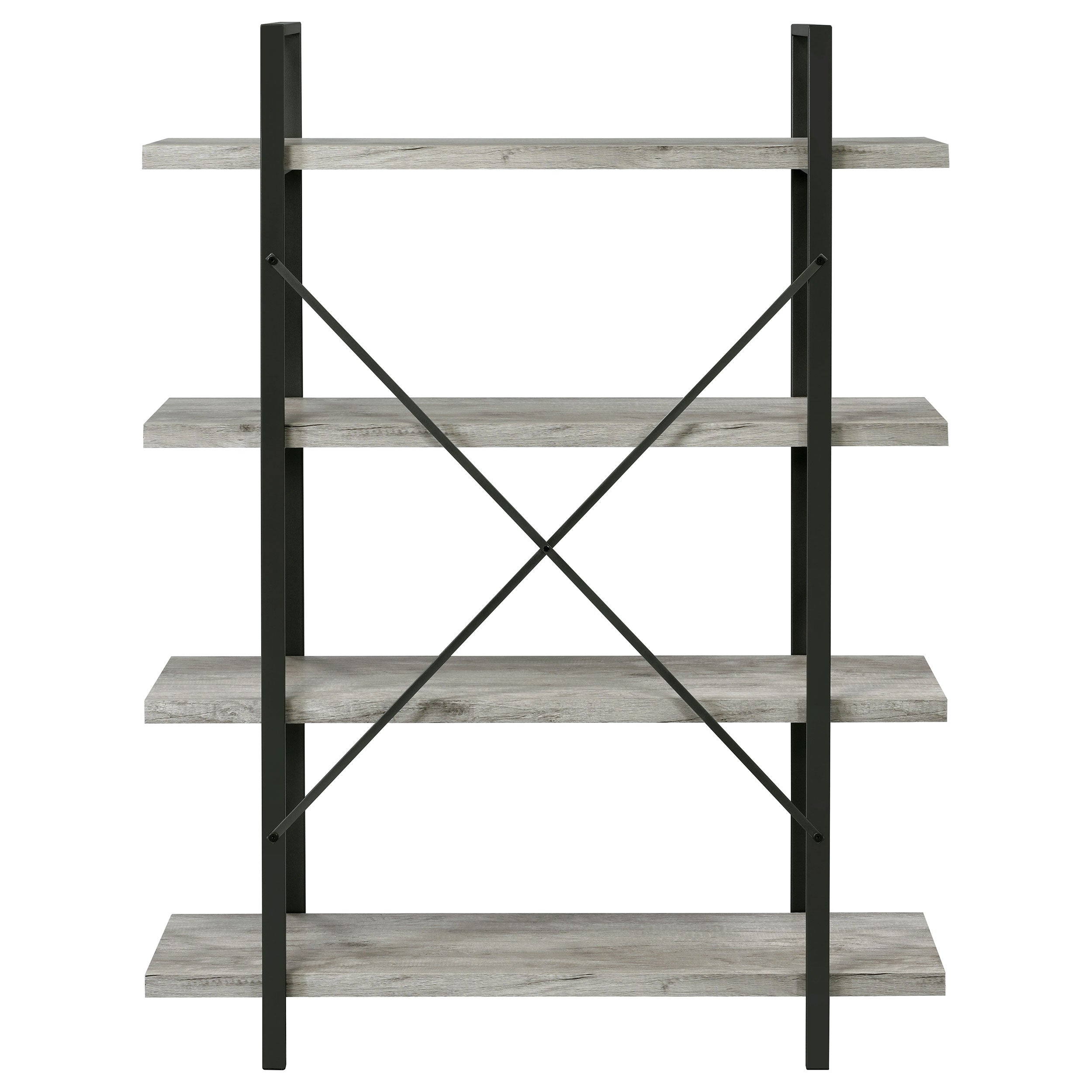 Cole 4-Shelf Bookcase Grey Driftwood and Gunmetal