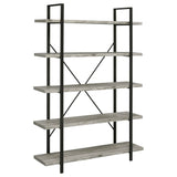 Cole 5-Shelf Bookcase Grey Driftwood and Gunmetal