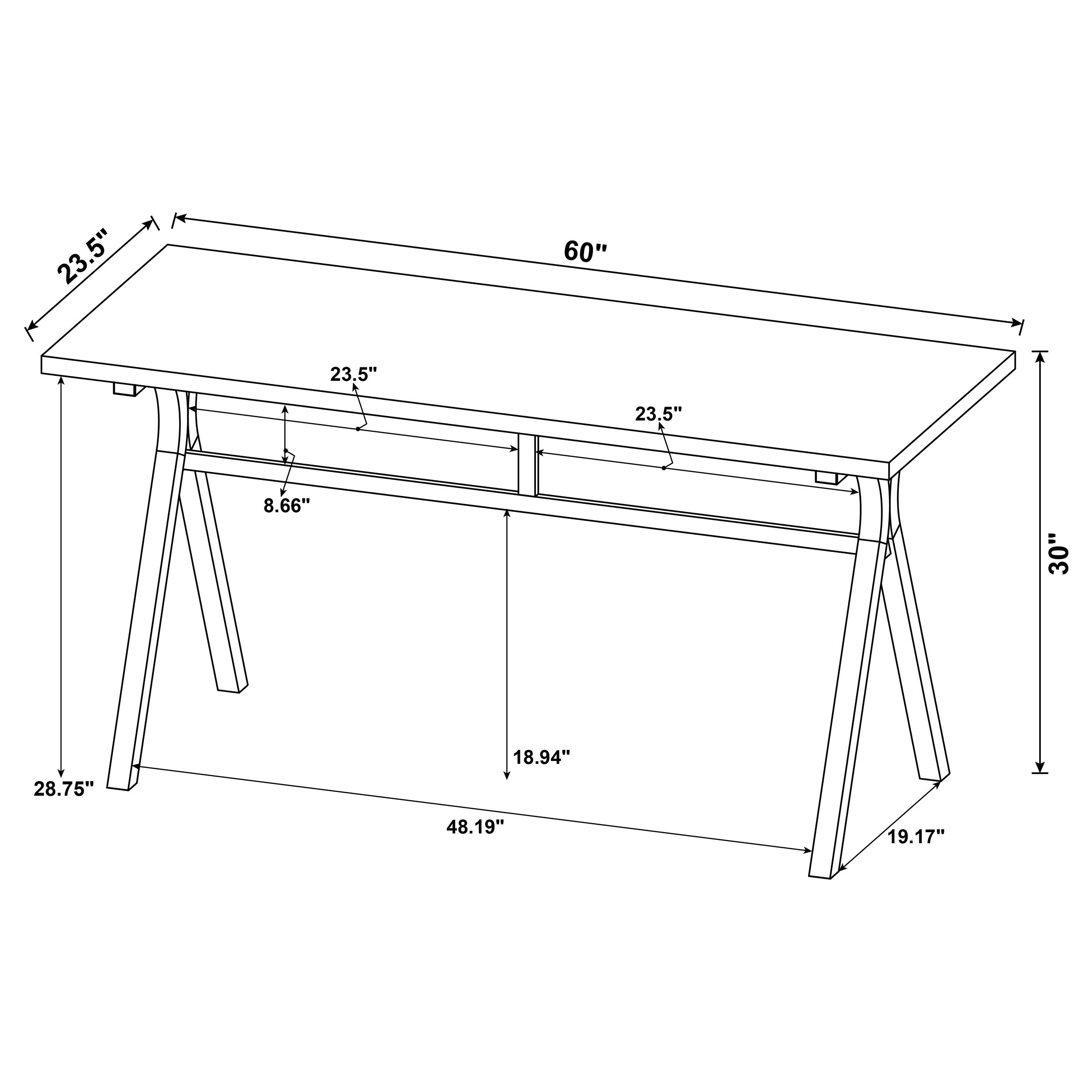 Tatum Rectangular Writing Desk Cement and Gunmetal