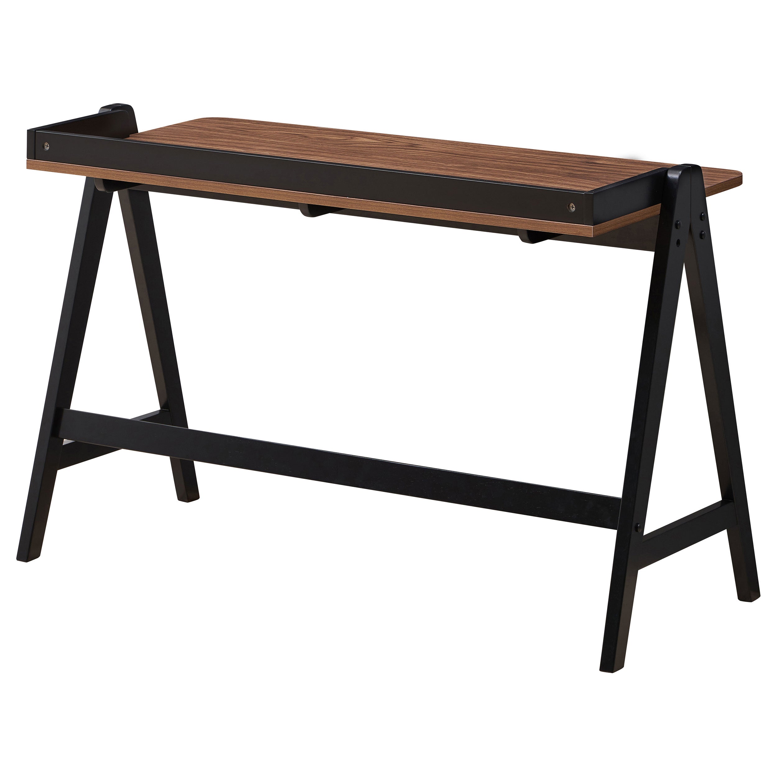 Raul Writing Desk Walnut and Black with USB ports