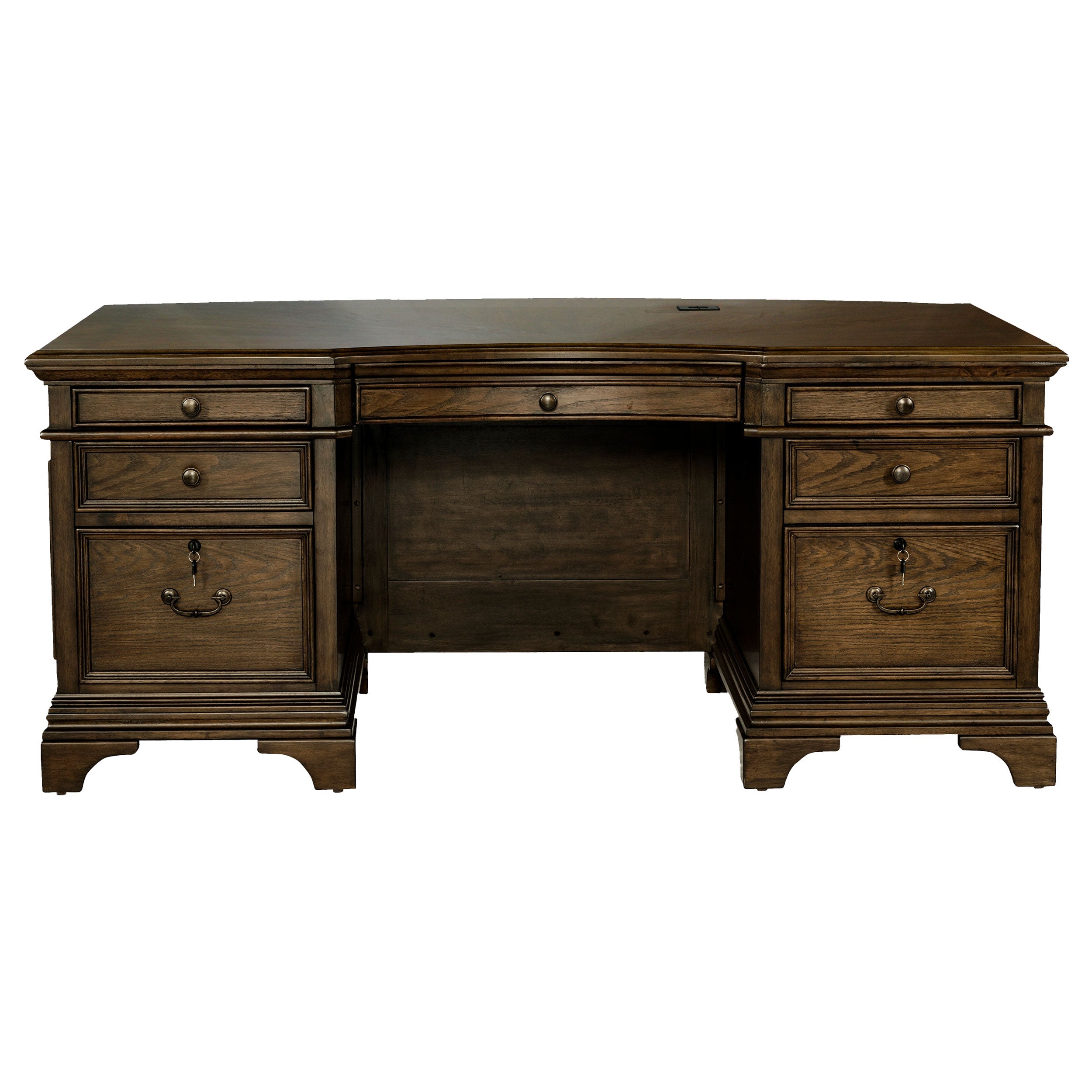 Hartshill Executive Desk with File Cabinets Burnished Oak