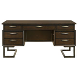 Marshall 6-drawer Executive Desk Dark Walnut and Gunmetal