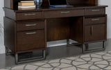 Marshall 5-drawer Credenza Desk With Power Outlet Dark Walnut and Gunmetal