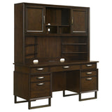 Marshall 10-drawer Credenza Desk With Hutch Dark Walnut and Gunmetal