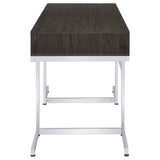 Noorvik 3-drawer Writing Desk Dark Oak and Chrome