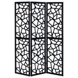 Nailan 3-panel Open Mosaic Pattern Room Divider Black