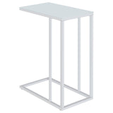 Stella Glass Top Accent Table Chrome and White