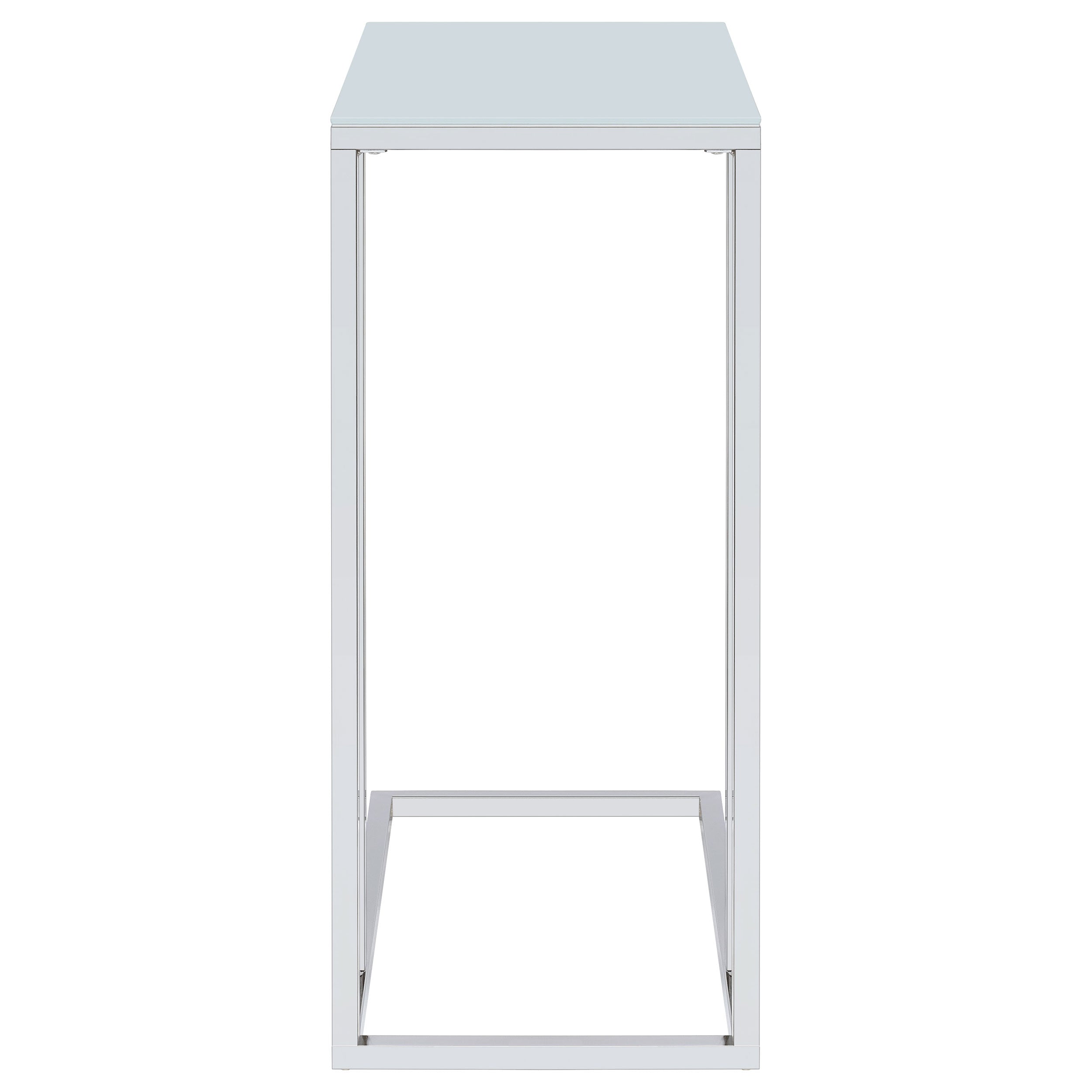 Stella Glass Top Accent Table Chrome and White