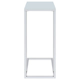 Stella Glass Top Accent Table Chrome and White