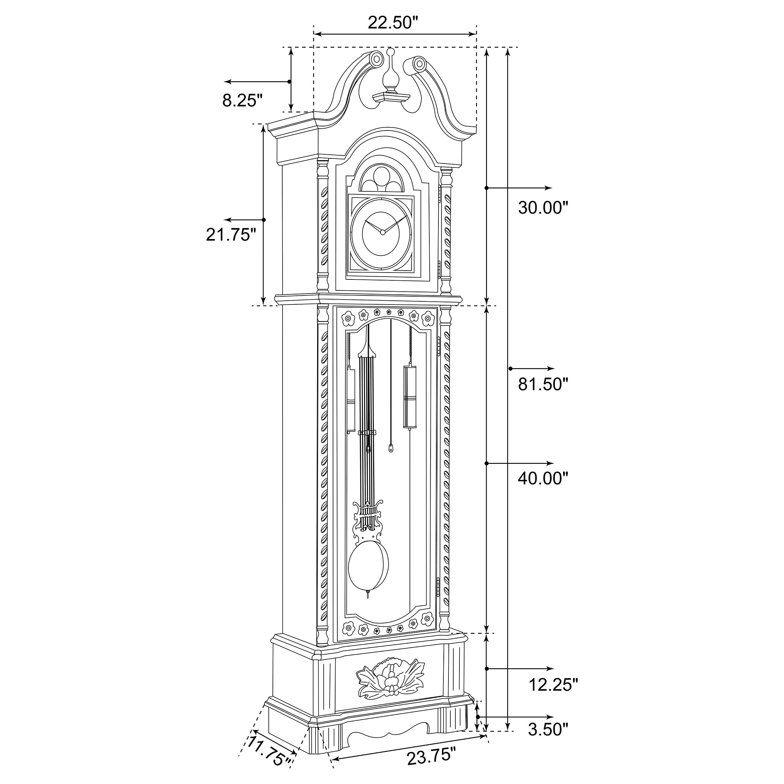 Cedric Grandfather Clock with Chime Golden Brown