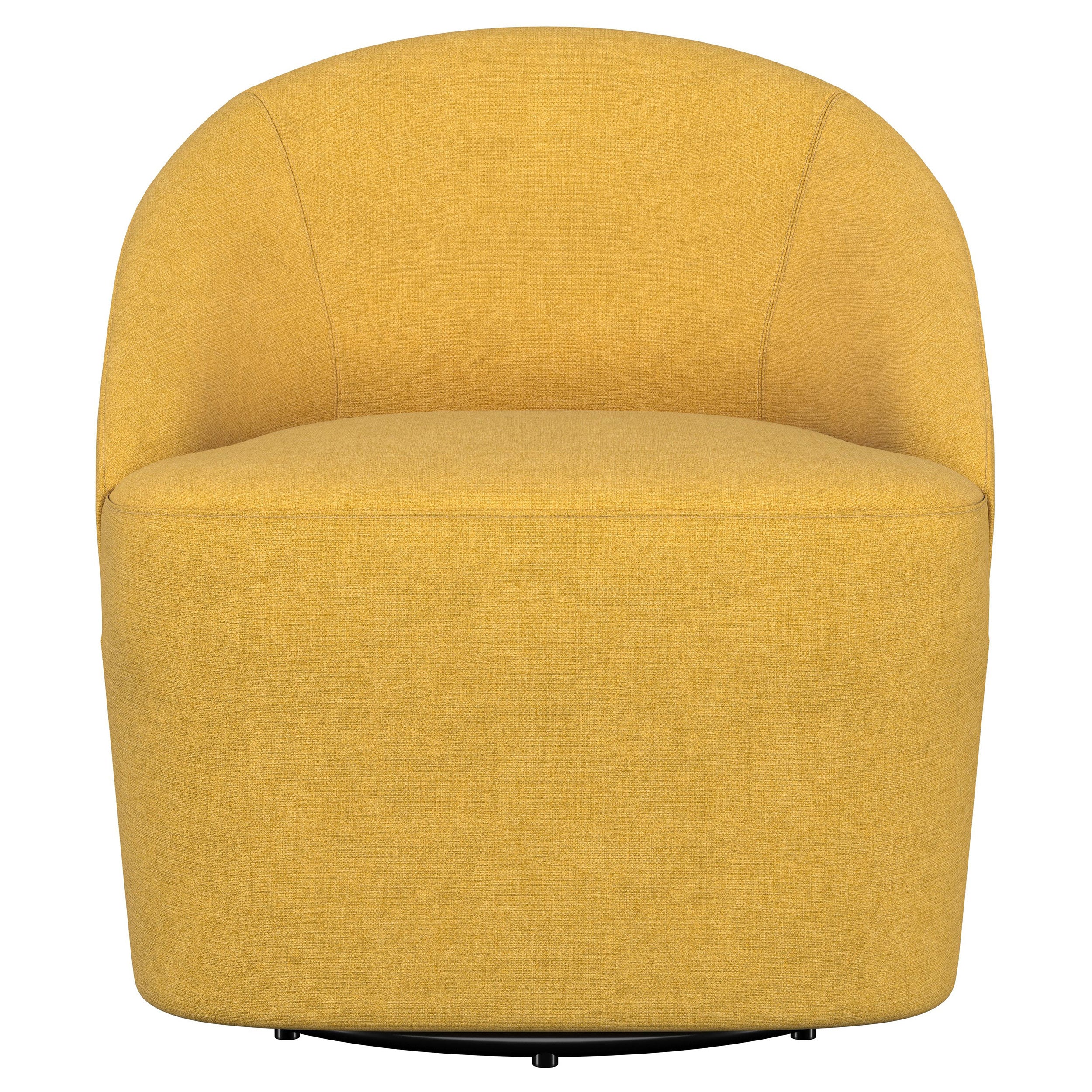 Leon Upholstered Barrel Accent Swivel Chair Mustard Yellow