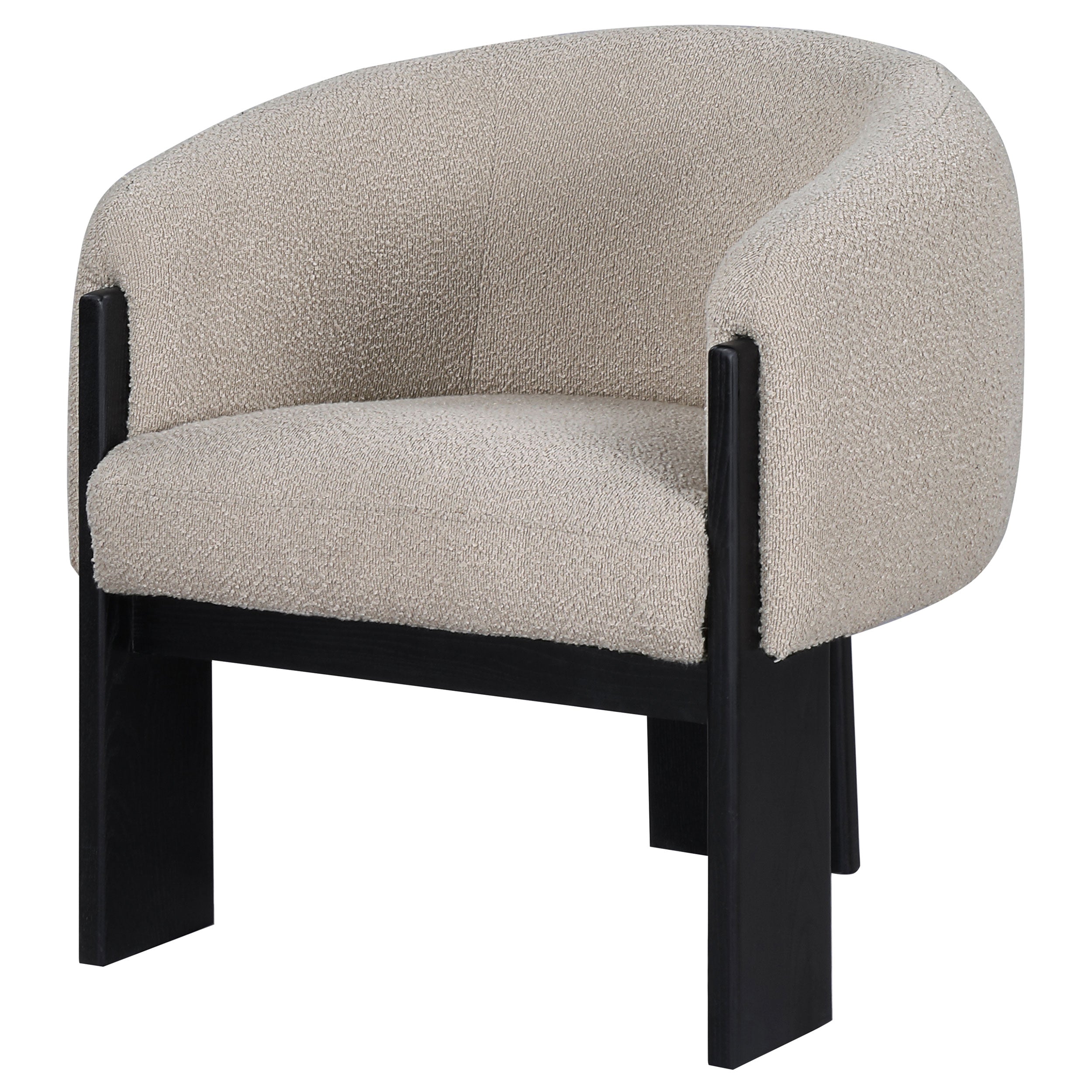 Valdez Boucle Upholstered Barrel Back Accent Chair Beige