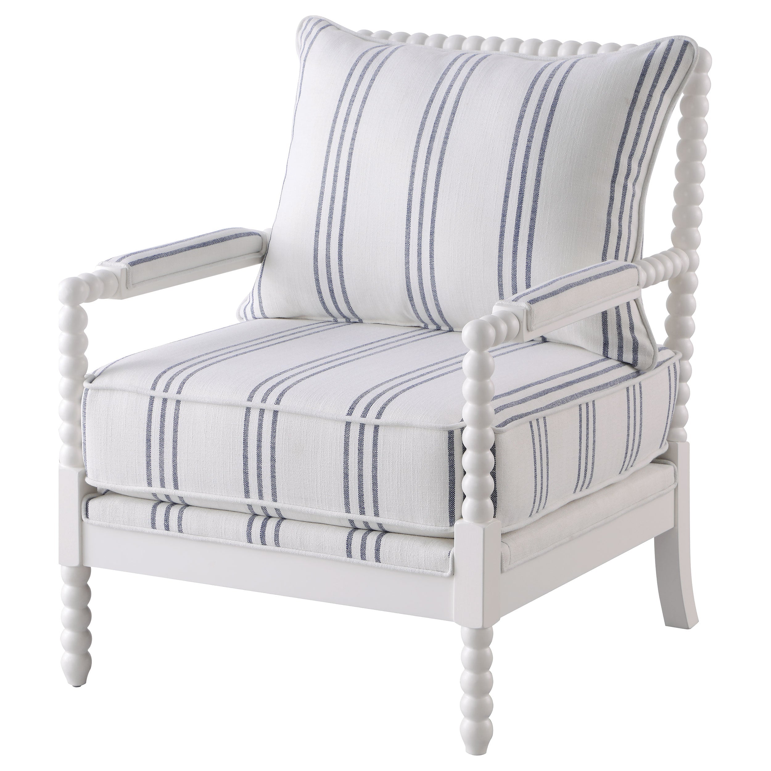 Blanchett Upholstered Accent Chair with Spindle Accent White and Navy