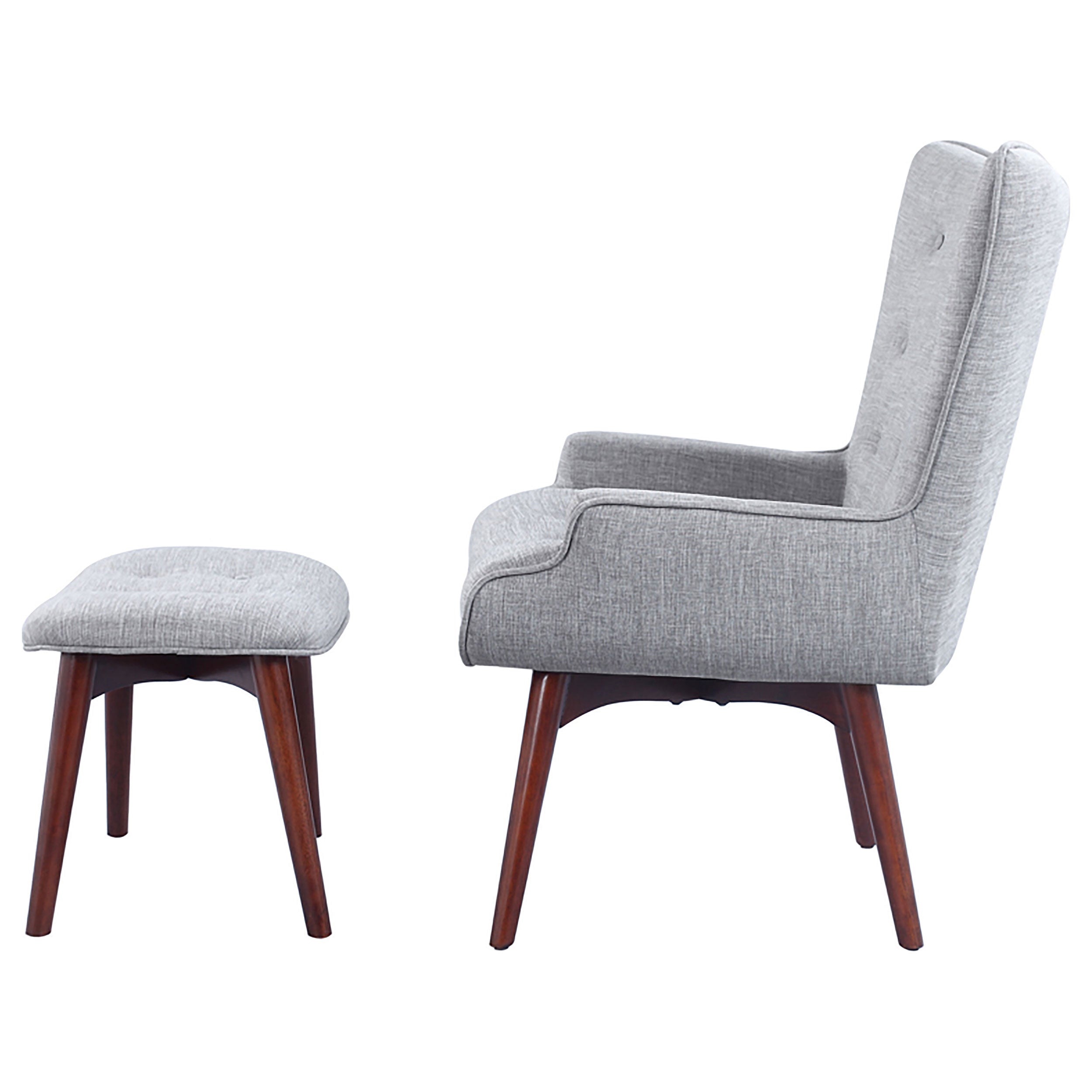 Willow Upholstered Accent Chair with Ottoman Grey and Brown