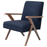 Cheryl Wooden Arms Accent Chair Dark Blue and Walnut