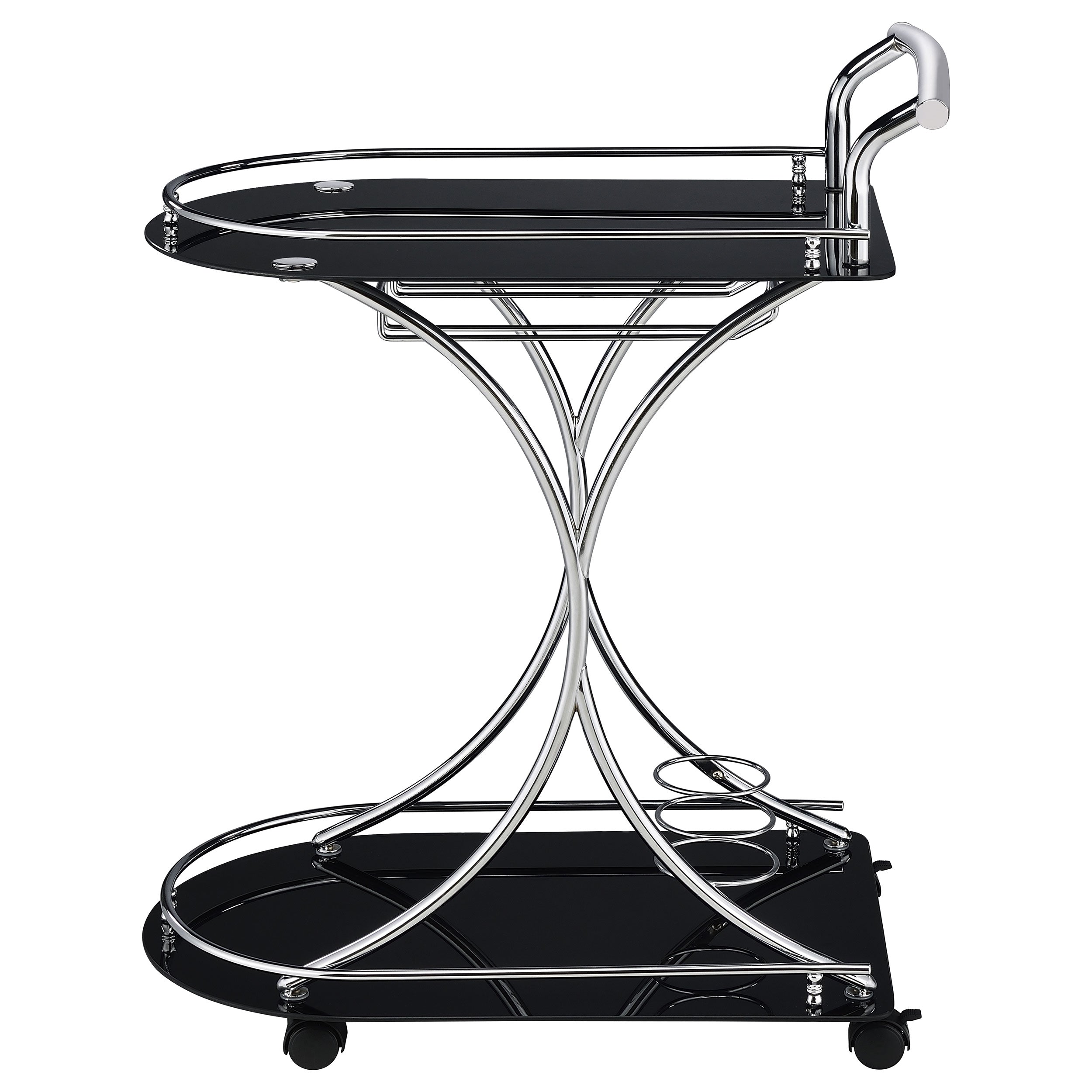 Elfman 2-shelve Serving Cart Chrome and Black