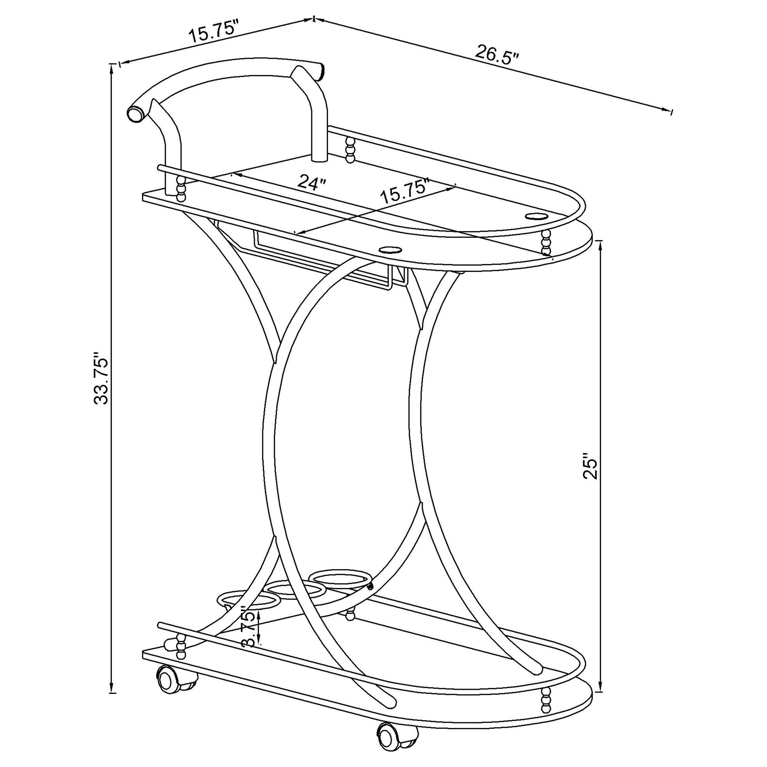 Elfman 2-shelve Serving Cart Chrome and Black