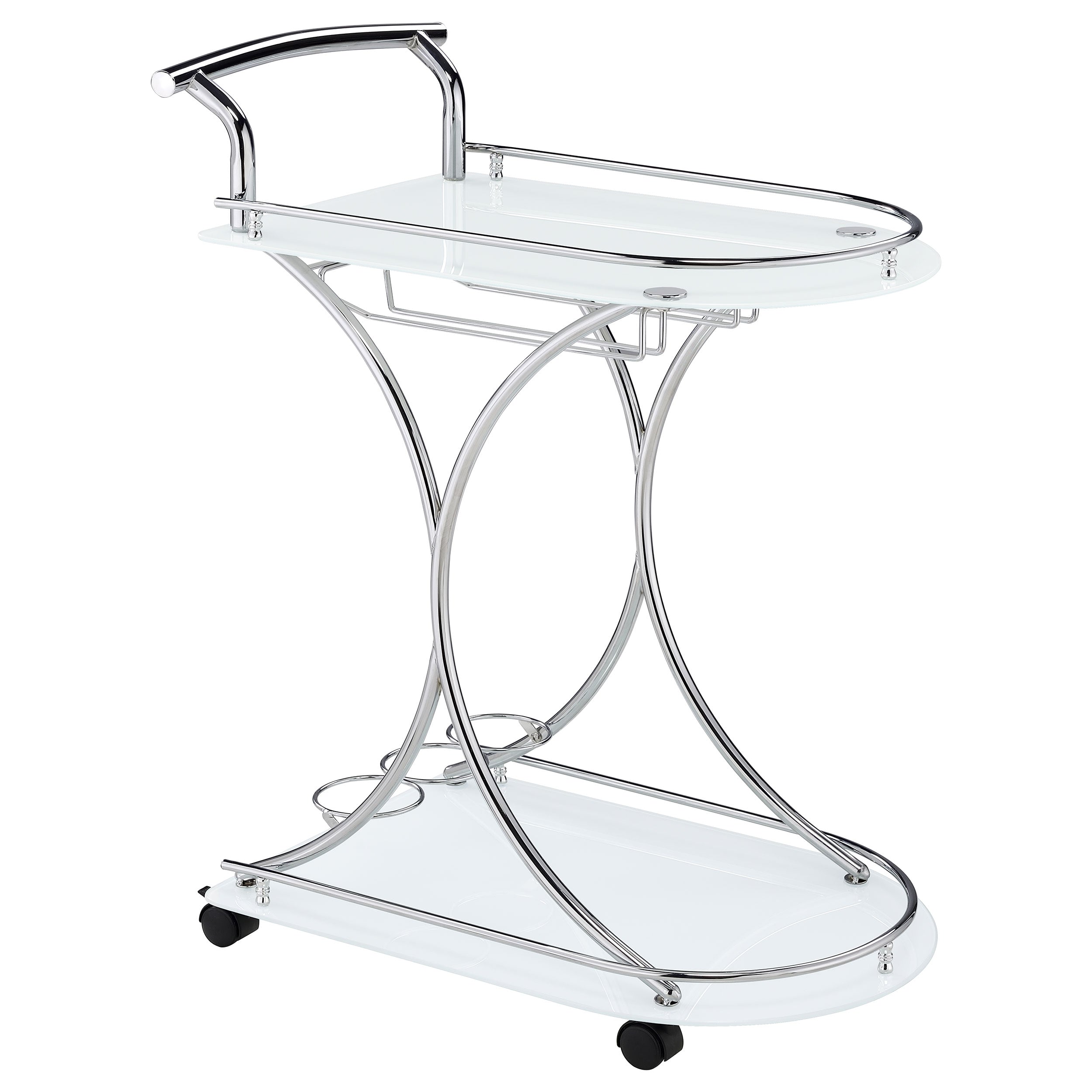 Elfman 2-shelve Serving Cart Chrome and Black