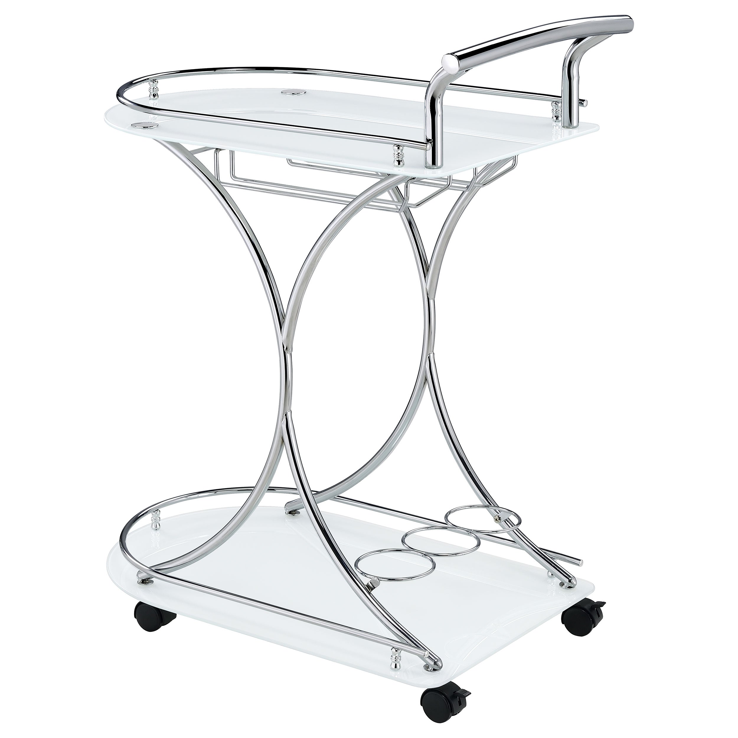 Elfman 2-shelve Serving Cart Chrome and Black