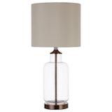 Aisha Drum Shade Table Lamp Creamy Beige and Clear