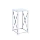 Edmund Accent Table with X-cross Glossy White and Chrome