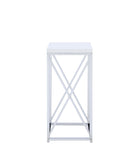 Edmund Accent Table with X-cross Glossy White and Chrome