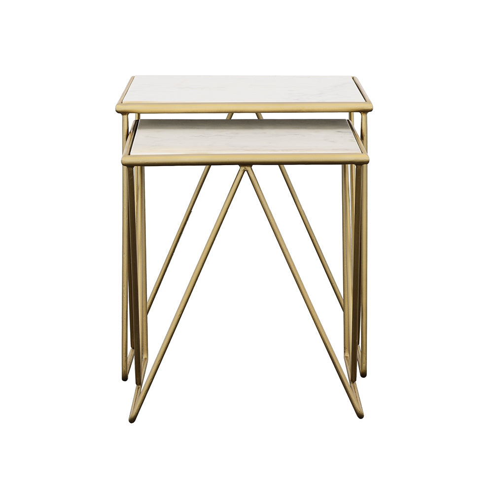 Bette 2-piece Nesting Table Set White and Gold