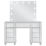 Allora 9-drawer Mirrored Storage Vanity Set with Hollywood Lighting Metallic