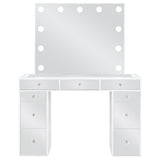 Regina 3-piece Makeup Vanity Table Set Hollywood Lighting White and Mirror