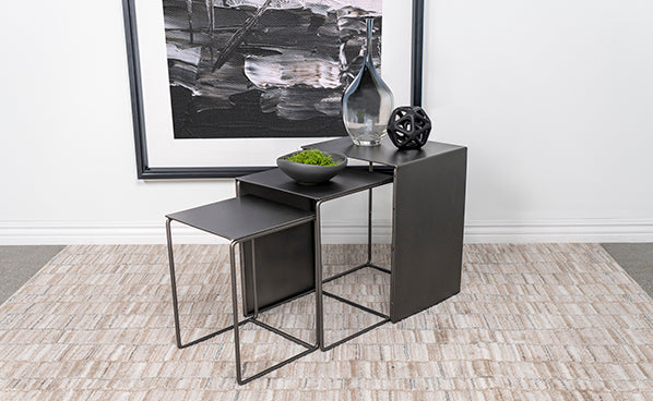 Imez 3-piece Rectangular Metal Nesting Table Grey