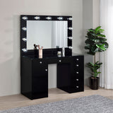 Acena 7-drawer Vanity Set with Lighting Black High Gloss