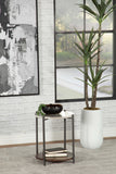 Noemie Round Accent Table with Marble Top White and Gunmetal