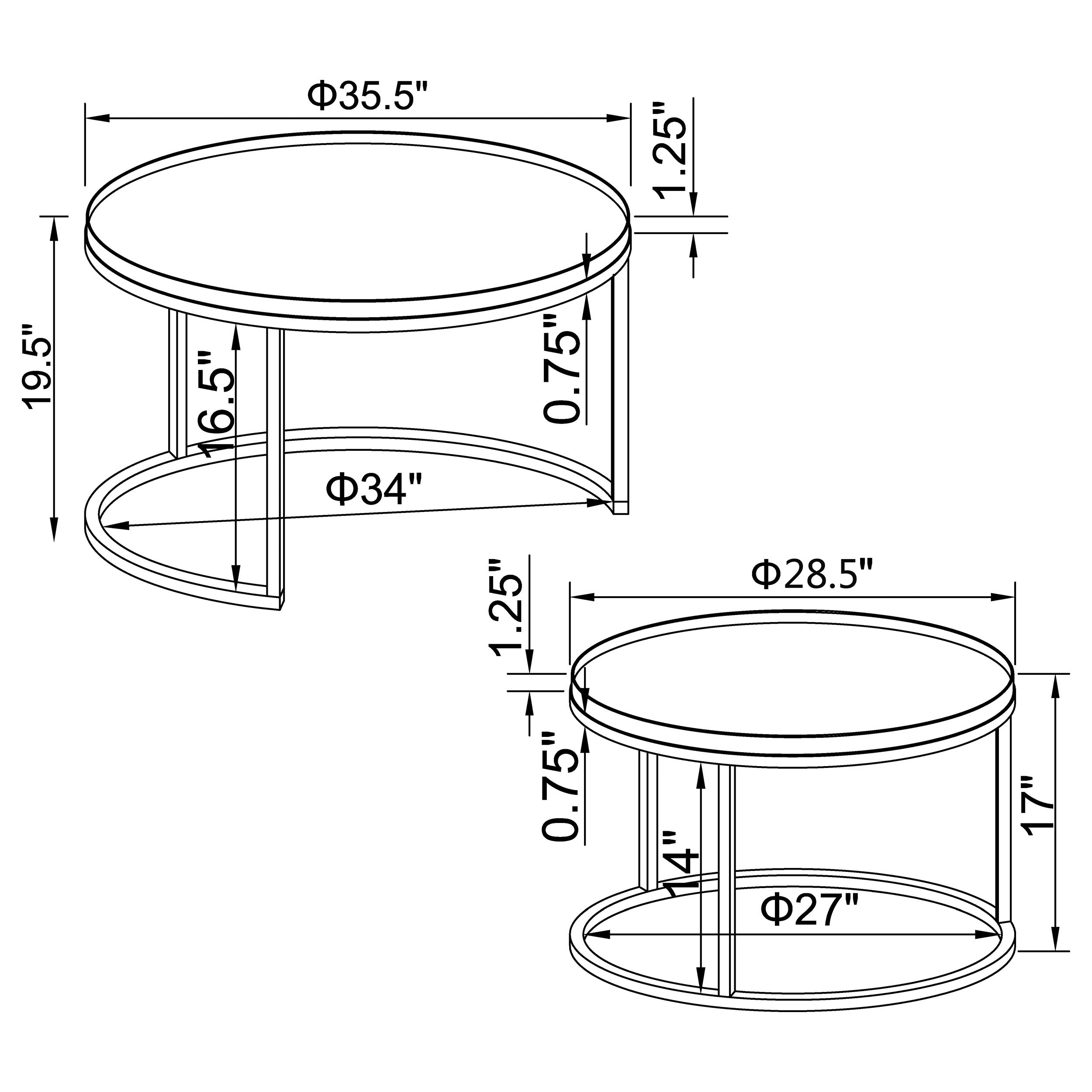 Rodrigo 2-piece Round Nesting Tables Weathered Elm