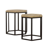 Adger 2-piece Hexagon Nesting Tables Natural and Black