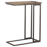 Rudy Snack Table with Power Outlet Gunmetal and Antique Brown