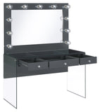 Afshan 3-drawer Vanity Desk with Lighting Mirror Grey High Gloss