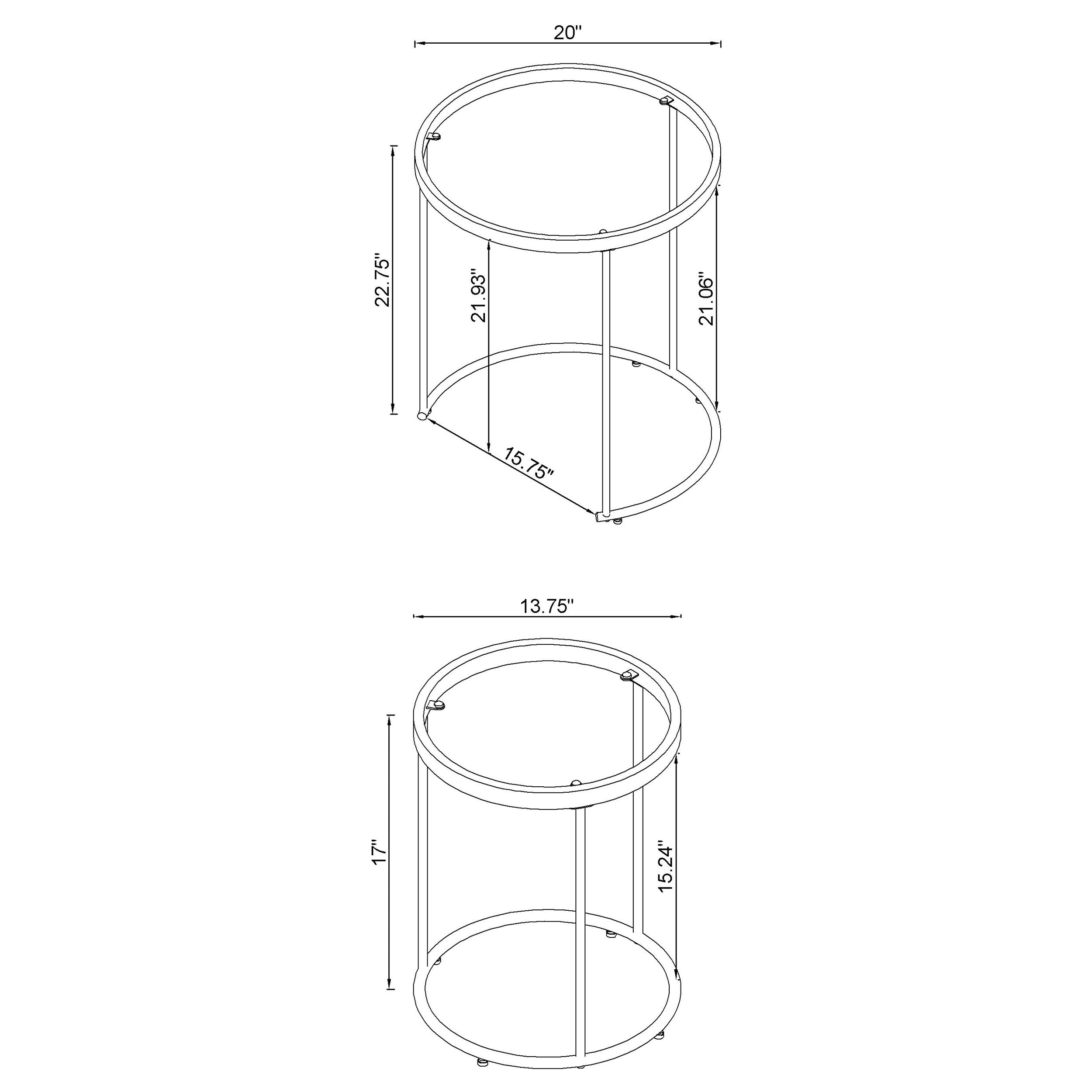 Maylin 2-piece Round Glass Top Nesting Tables Gold