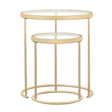 Maylin 2-piece Round Glass Top Nesting Tables Gold