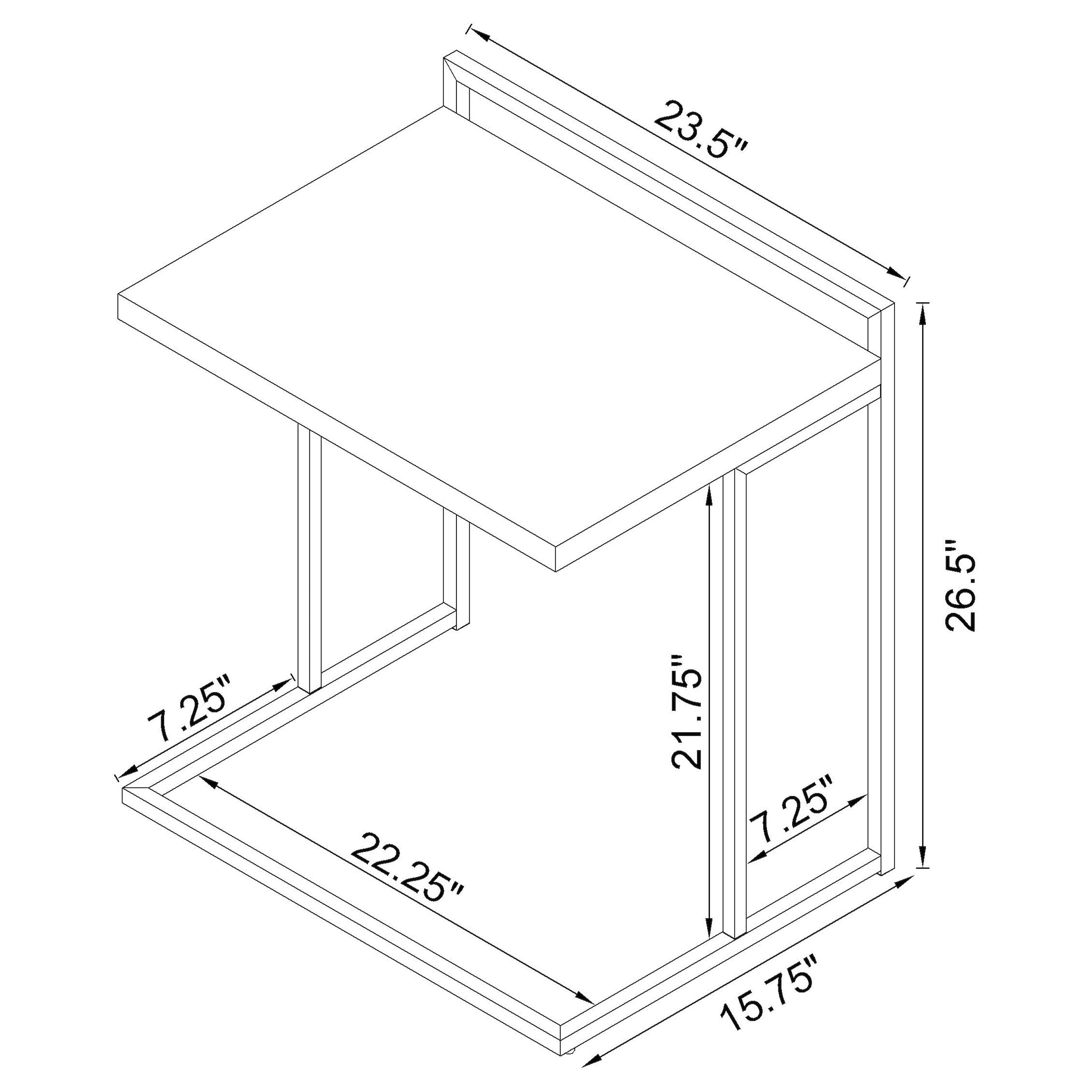 Dani Rectangular Snack Table with Metal Base