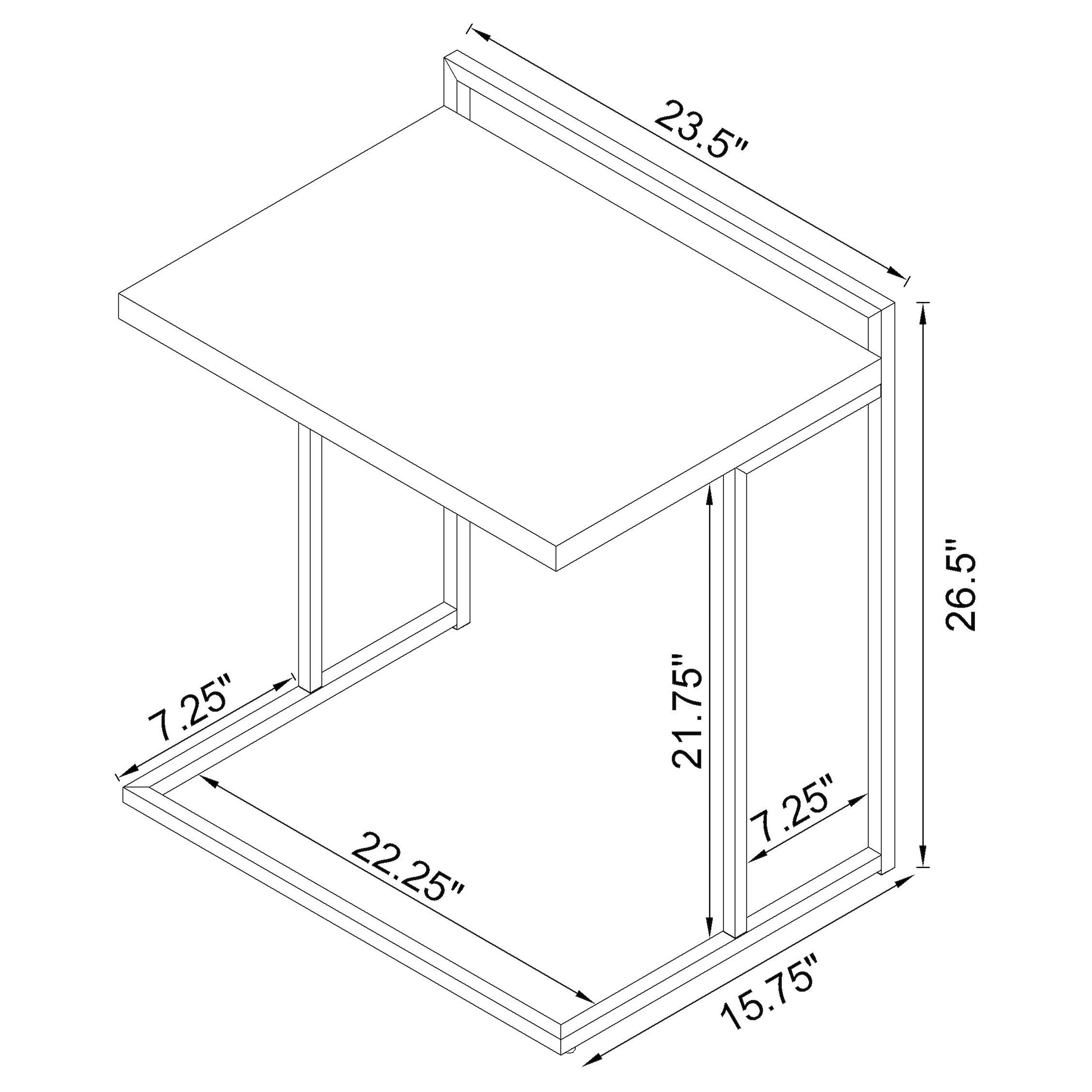 Dani Rectangular Snack Table with Metal Base