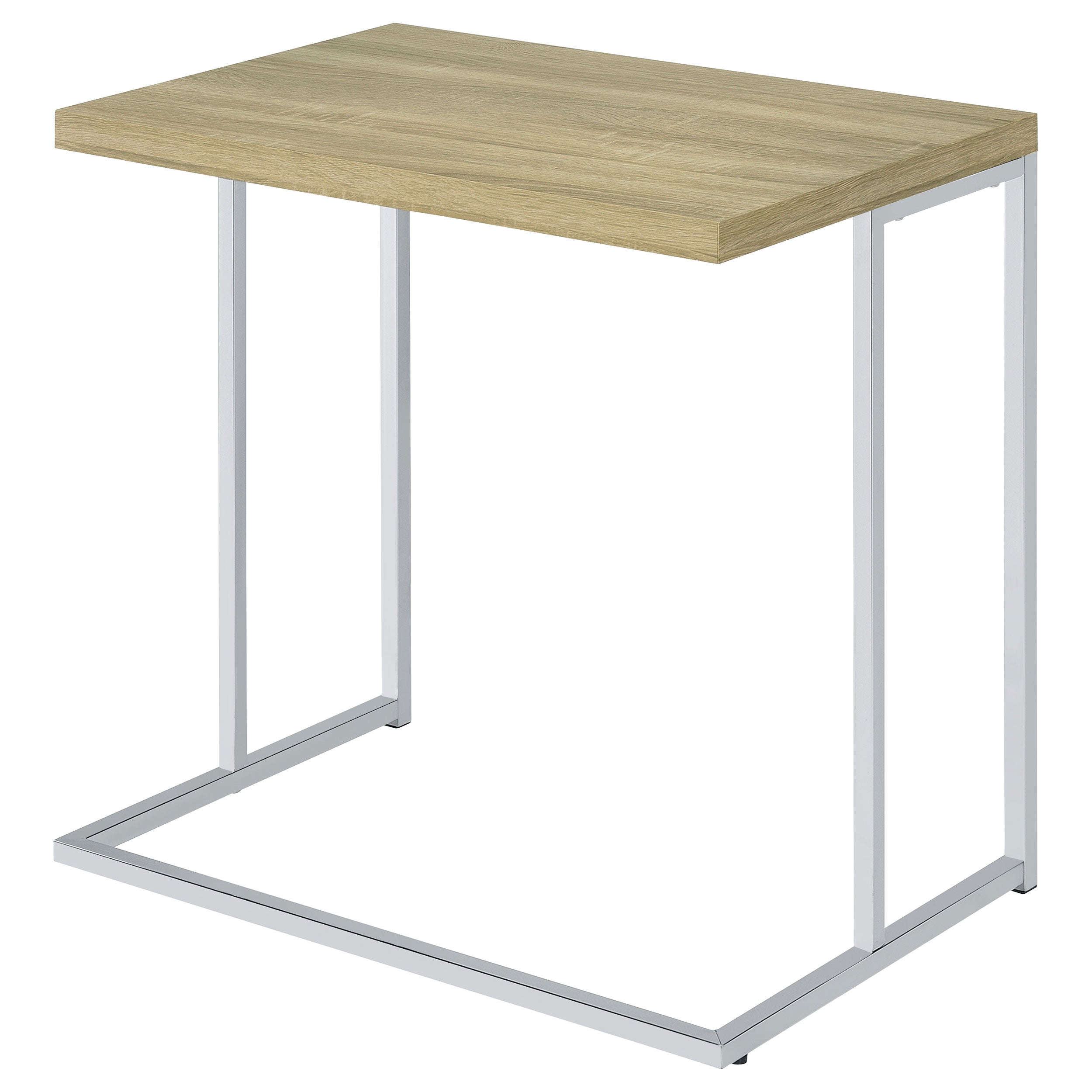 Rectangular Snack Table with Metal Base Natural and Chrome