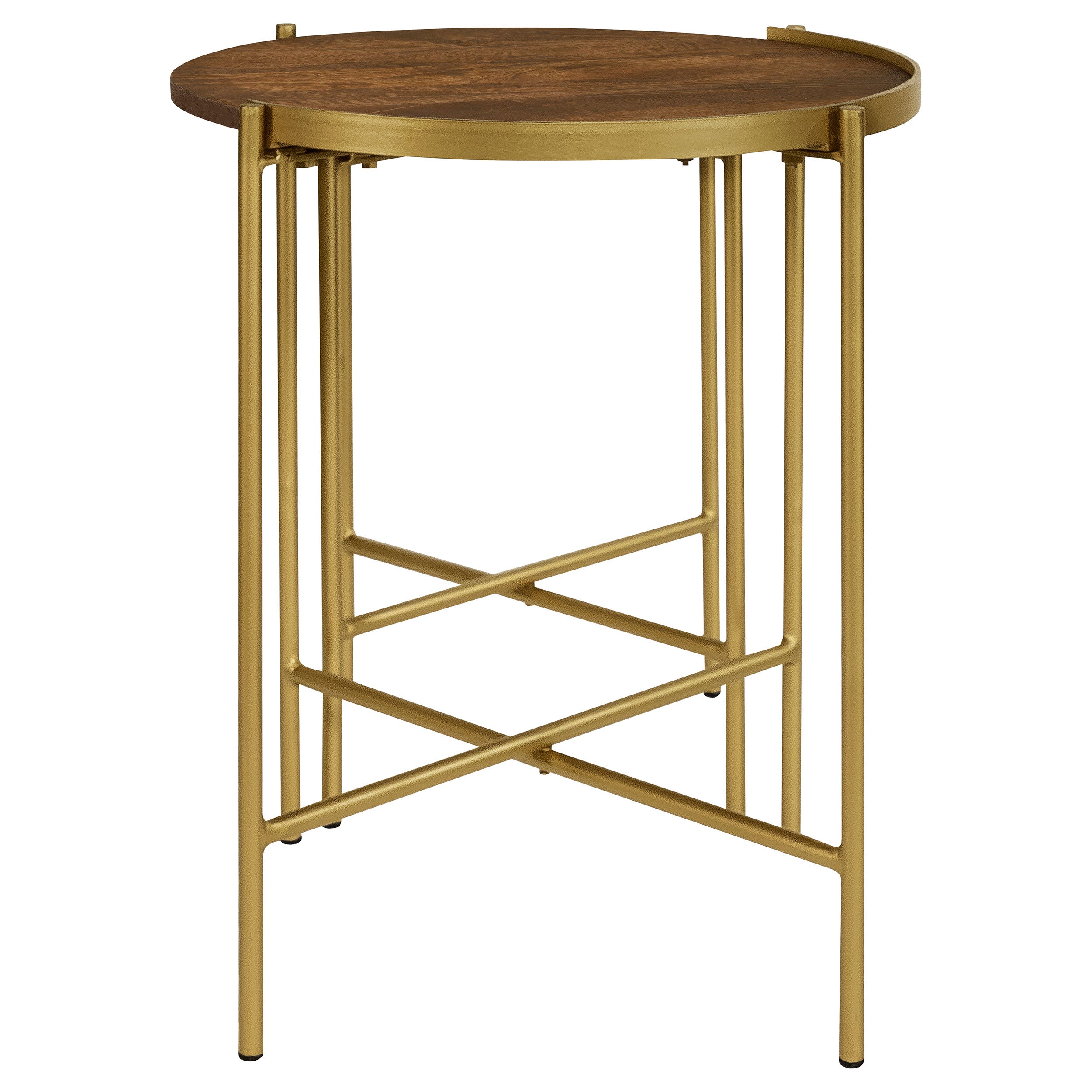 Malka 2-piece Round Nesting Table Dark Brown and Gold