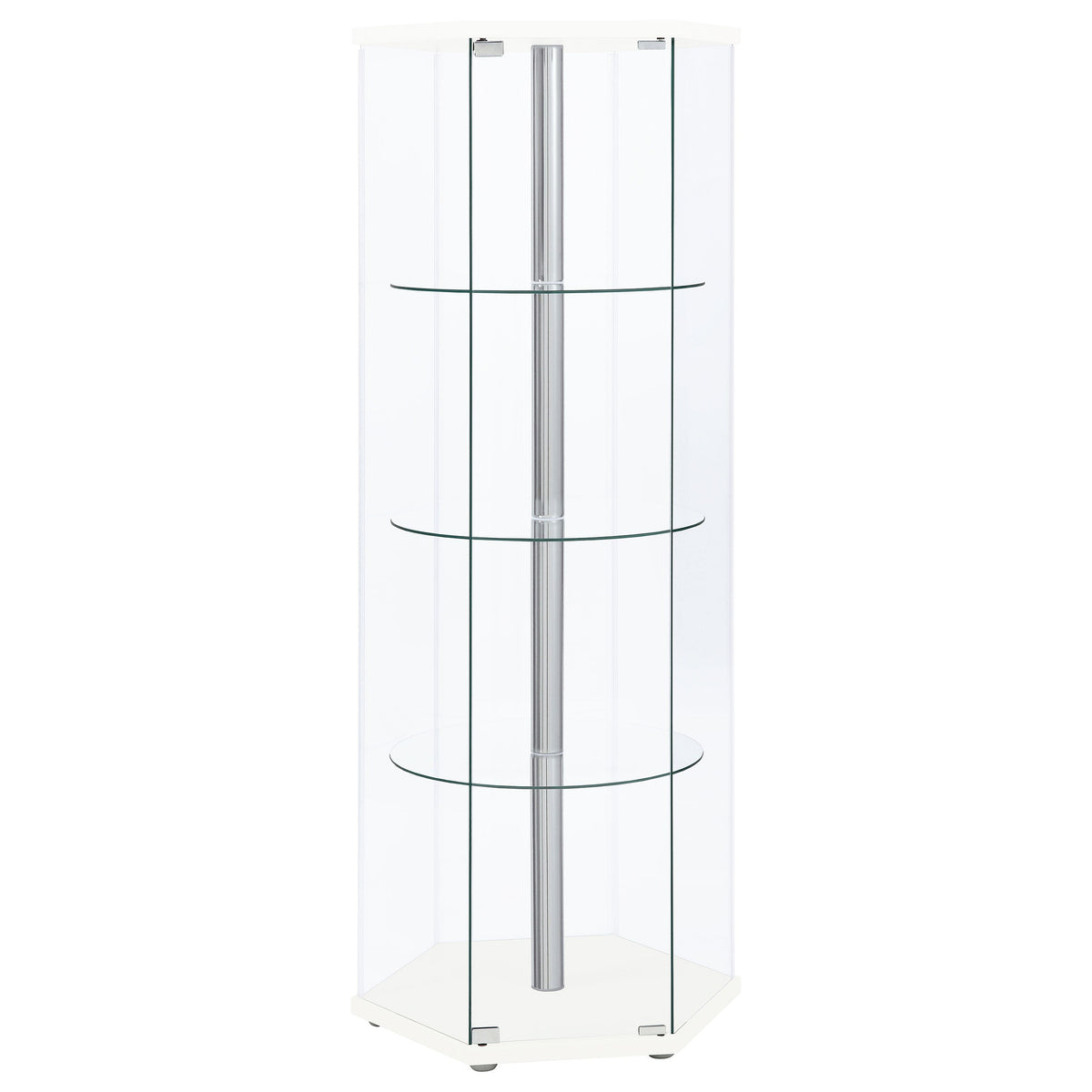 Zahavah 4-shelf Hexagon Shaped Curio Cabinet White and Clear