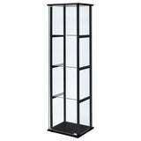 Cyclamen 4-shelf Glass Curio Cabinet Black and Clear